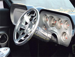 Custom built dash modeled after designs from the early 1960s on 1971 Chevy S10