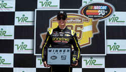 Dylan Kwasniewski won the pole then continued to victory lane in the NASCAR K&N Pro Series East race at Virginia International Raceway.