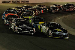 Kwasniewski leads the K&N Pro Series West race at Colorado National Speedway.