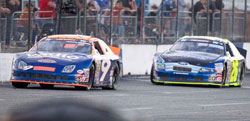 Dylan Lupton heads to the finish line at Evergreen Speedway for his first NASCAR K&N Pro Series West victory.