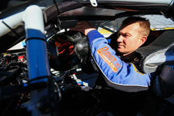 Eddie MacDonald prepares for his qualifying run in the NASCAR K& Pro Series East.