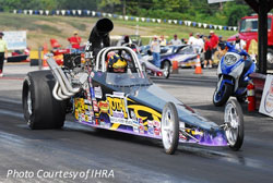Tony Elrod launches his Top Dragster during day number one of the IHRA Div 3 event at Mountain Park Dragway.