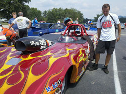 Jacob Elrod ponders his next move during IHRA Super Rod Eliminations in Clay City, KY. 