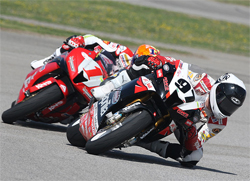 Aprilia RSV1000R riders Chaz Davis and Ben Thompson in AMA Daytona SportBike Competition