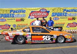 K&N Filters Pontiac Grand Am in victory lane at NHRA JEGS Pacific SPORTSnationals presented by K&N at Auto Club Dragway in Fontana, California