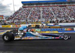 Michelle Furr and her K&N dragster on her way to her first NHRA National Wally in 2011.