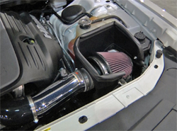 K&N air intake system, part number 69-2526TP on 2009 Dodge Challenger at SEMA Show