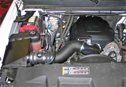 63-3067 K&N air intake system installed in a 2007 Chevrolet 2500 HD with a 6.0 liter engine