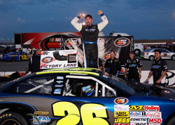 Greg Pursley wins third NASCAR K&N Pro Series West race of the season at Spokane County Raceway.