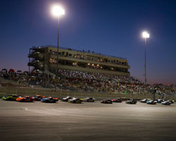 NASCAR K&N Pro Series West racing under the lights during the Armed Forces 150 at Kern County Raceway