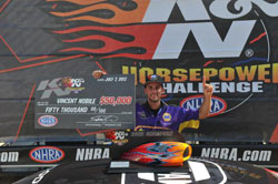 Vincent Nobile Wins 2012 K&N Horsepower Challenge at the Summit Racing Equipment NHRA Nationals in Norwalk, Ohio taking home $50,000