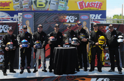 Top eight NHRA Pro Stock drivers on the podium in the 25th annual K&N Horsepower Challenge in Norwalk, Ohio