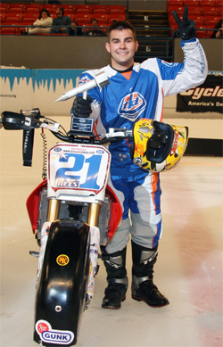 World Champion Ice Racer Jared Mees wins the opening round in the 34th Annual World Championship Ice Racing Series in Roanoke, Virginia