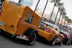 Ford Mustang GT with trailer at SEMA