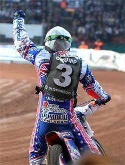 Jason Crump is second overall in the 2008 Grand Prix World Championship Standings after ten rounds
