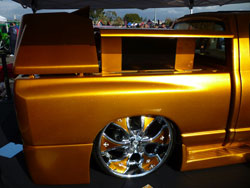Jonathan Vargas' golden ram was without a doubt the wildest Dodge truck at the 2010 SEMA show.