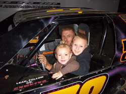Lucas with his two biggest fans, four-year-old son Landen, and two-year-old daughter Laken.