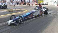K&N's Kathy Fisher gets ready to light 'em up during qualifying at the IHRA Nitro Jam in Ontario Canada.