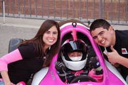 Madrid's daughter Dana and son Chris are all smiles about mom's Auto Club Speedway victory