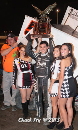 The 2013 Rookie of the Year in the Nationwide Series, Kyle Larson, teamed up with Paul Silva to win Thunderbowl Raceway's 20th Trophy Cup