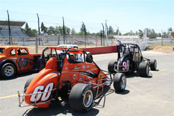 Michael Lewis in his No. 60 Western Speed Ford Focus Midget during qualifying at Madera Speedway in California.