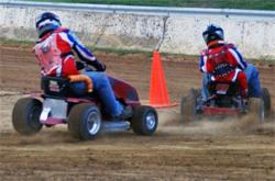 Lawn Mower racers take to the tracks in the Vaters' Motorsports Thrill Show in Hagerstown, Maryland
