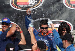 Luis Martinez Jr. wins the NASCAR K&N Pro Series West race at Portland International Raceway in Oregon