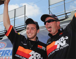 Proud father and son at Toyo Tires NHRA Nationals at Maple Grove Raceway in Pennsylvania