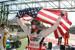 K&N sponsored Michael celebrates his third win of the Formula 3 Italia season at Monza.
