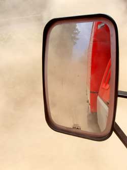 Driving in dusty conditions.