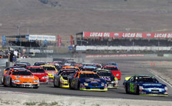Greg Pursley took the lead in the race at Miller Motorsports Park on the first lap