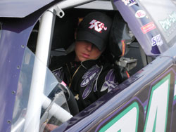 Exhausted Nataline Sather sleeps in her late model car