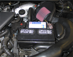 69-7001TTK K&N air intake system prototype installed in a 2007 Nissan Sentra with a 2.5 liter engine