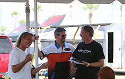 Robert Byrd with Will Baty, of Centerforce Performance Clutches presents Michael Morrow Sundays Spirit of the Event Award at Hotchkis Cup Autocross Challenge