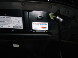The C.A.R.B. exemption sticker must be visible under the hood so that emissions inspectors can see it during an inspection.