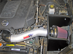 K&N performance air intake system 77-6061KS installed on a 2008 Nissan Pathfinder