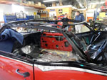 Working on the covertable top of Major Jeffrey Calero's Pontiac GTO