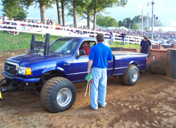 In the Pro Pulling League competitors are hooked up to a weight transfer known as a sled