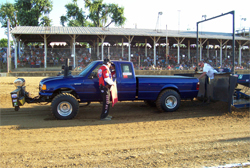 Jonathon Payne drives his modified 2005 Ford Ranger at Pro Pulling League competitions