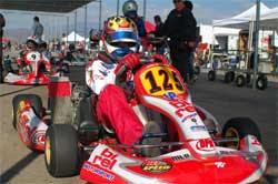 Jacob Pearlman on the grid of the heat race at Moran Raceway
