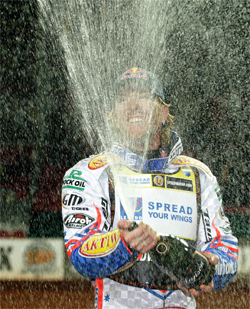 Australian Jason Crump took first place at the World Speedway Grand Prix in Denmark and is in first place in points for the series