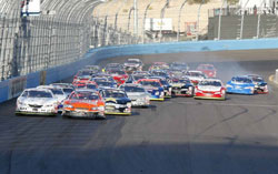Front stretch restart of the Pro Series West race in Phoenix.