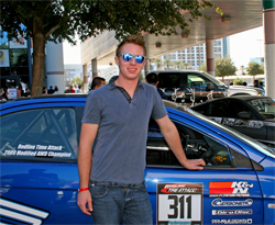 Ryan Gates put his K&N sponsored 2008 Mitsubishi Evo X on display at the SEMA Show in Las Vegas, Nevada
