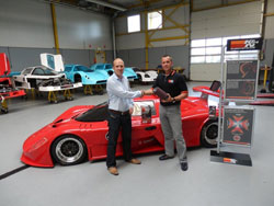 Herbert Boender, Managing Director Saker Sportscars, and K&N's Marcel Blom at Saker factory in Holland (left to right).