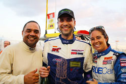 (L to R) Brian Fowler, P.J. Groenke and Shea Holbrook celebrated their podium finish in the last round of 2013 Pirelli World Challenge