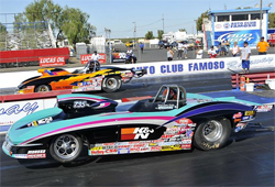 Two 1963 Corvettes on the line at the NHRA Lucas Oil Drag Racing Series, Pacific Division event at Auto Club Famoso Raceway, photo by Bob Johnson