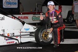 Winning the Night Before the 500 USAC National Midget event at O'Reilly Raceway Park is Tanner Swanson biggest win to date and he won the prestigious event on his first attempt.