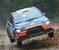 North American Rally Championship win for Andrew Comrie-Picard in Mitsubishi Lancer Evolution X, photo by Neil McDaid