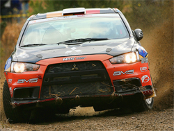 Aggressive fast driving in the season-ending Rally of the Tall Pines in Canada bent bodywork and tore off bumpers on the 150 kilometer course, photo by Neil McDaid
