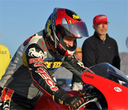 Rider Dusty Schaller put his Spider Grips equipped DynoJet FL Racing Honda CBR 600 RR in the 200 mph club at Bonneville